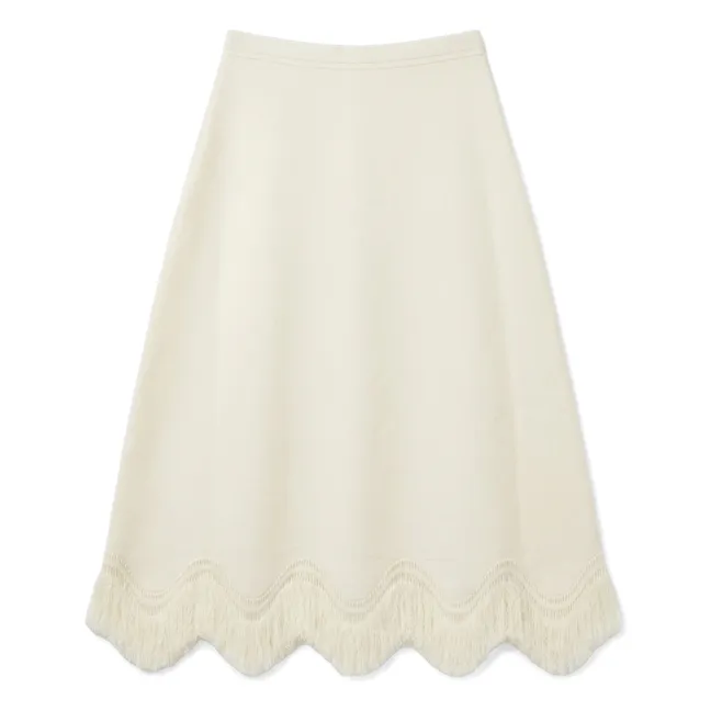 Paulina Fringed Skirt | Ecru