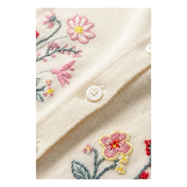 Lucila Organic Cotton Flower Embroidered Vest | White
