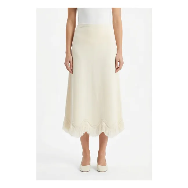 Paulina Fringed Skirt | Ecru