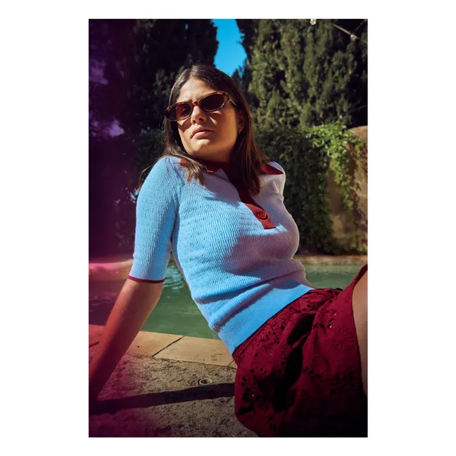 Polo de canalé Vietnam  | Azul Claro