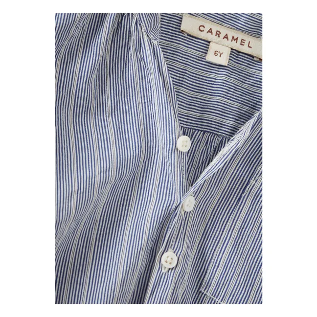 Camisa de seda a rayas Adonis | Azul Mar