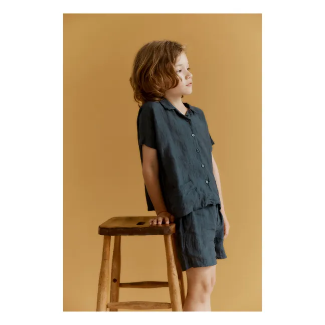 Ensemble Chemise et Short Bamboo Lin | Bleu abysse