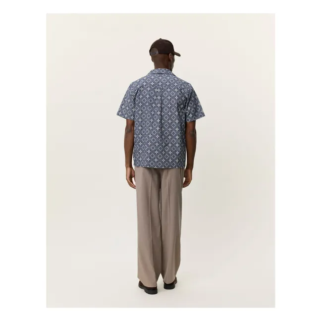 Chemise Manches Courtes Lukas Arabesque Coton Bio | Bleu