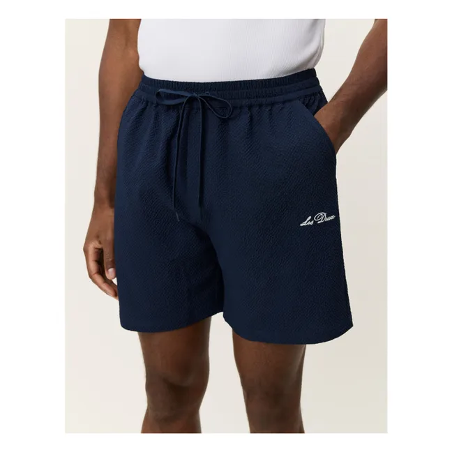 Shorts de baño Stan Seersucker | Azul oscuro