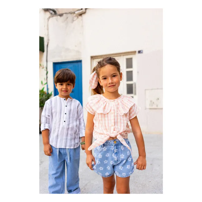 Short Denim Andrea Fleurs | Bleu Clair