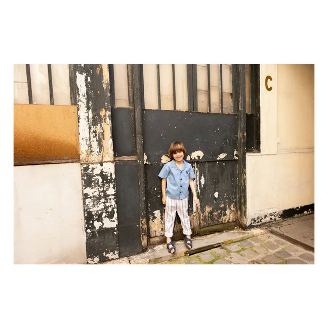 Striped Gazelle Pants | Pale blue