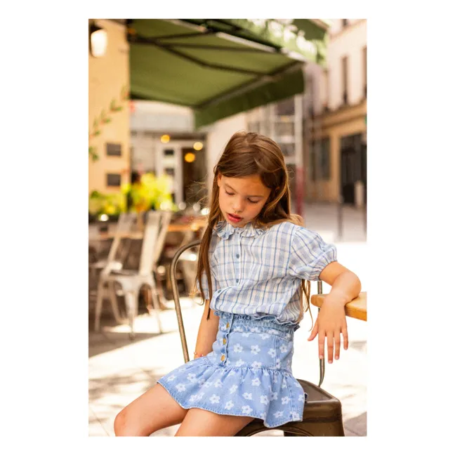 Falda vaquera floral | Azul Claro