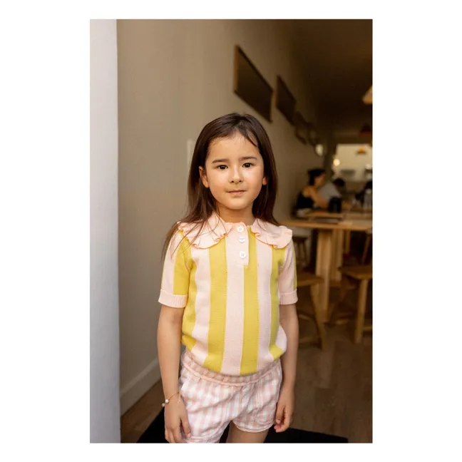 Paule Striped Mesh T-shirt | Yellow