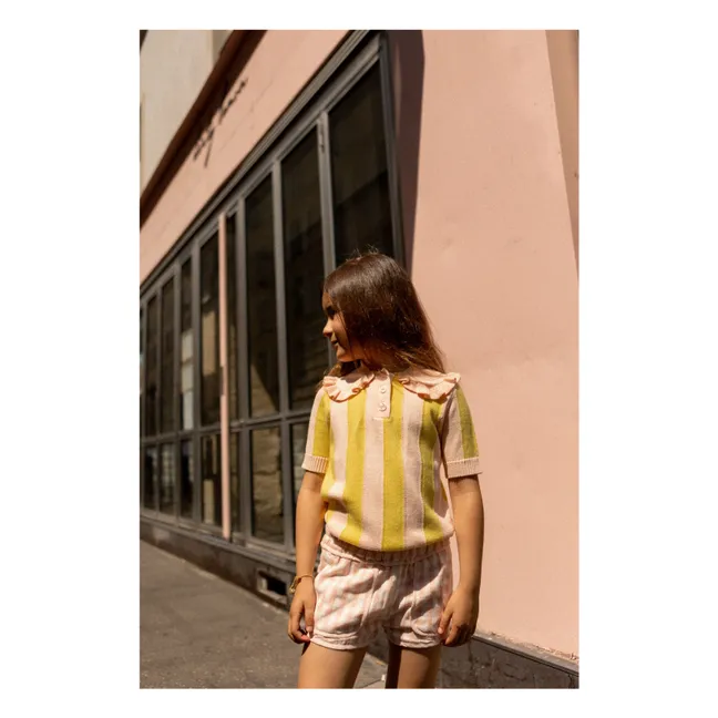 Paule Striped Mesh T-shirt | Yellow