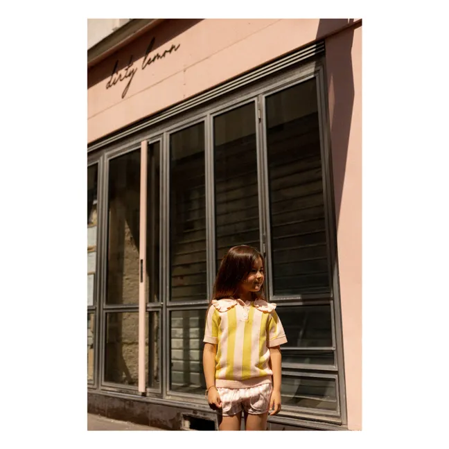 Paule Striped Mesh T-shirt | Yellow