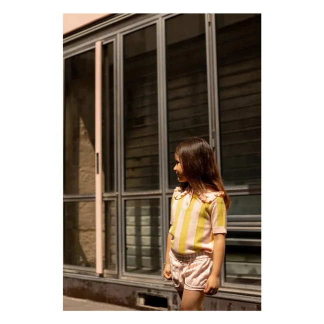 Paule Striped Mesh T-shirt | Yellow