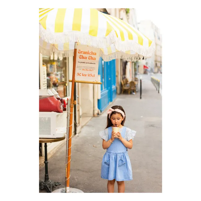 Sweetheart Pockets Denim Dress  | Light Blue