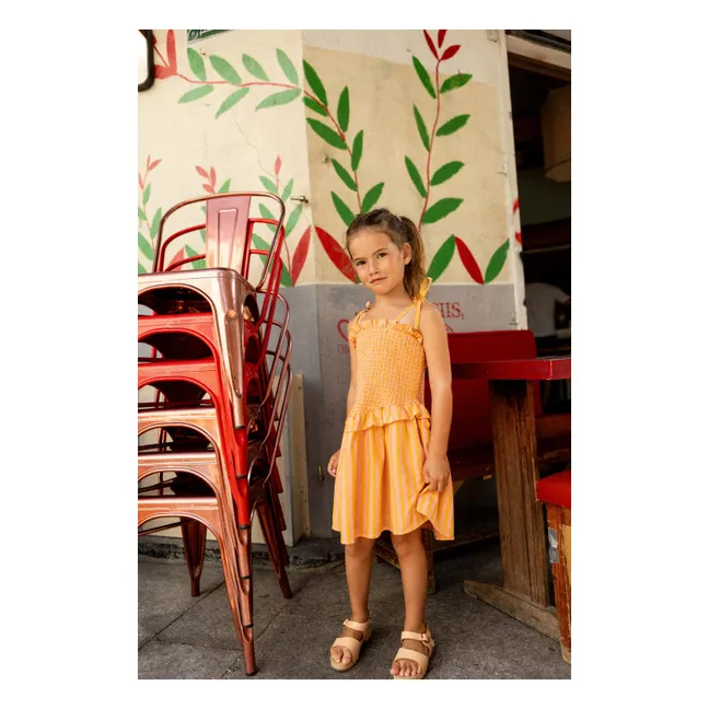 Robe Smockée Eden Rayée | Orange