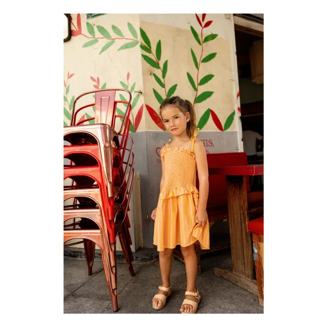 Striped Eden Smocked Dress | Orange