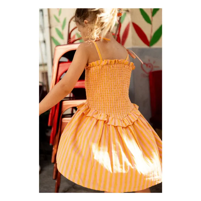 Striped Eden Smocked Dress | Orange