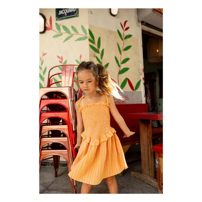 Striped Eden Smocked Dress | Orange