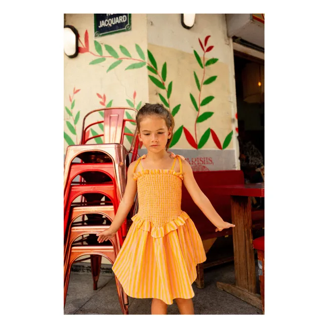 Striped Eden Smocked Dress | Orange