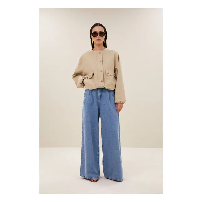 Chaqueta Maggie de algodón y lino | Beige obscuro