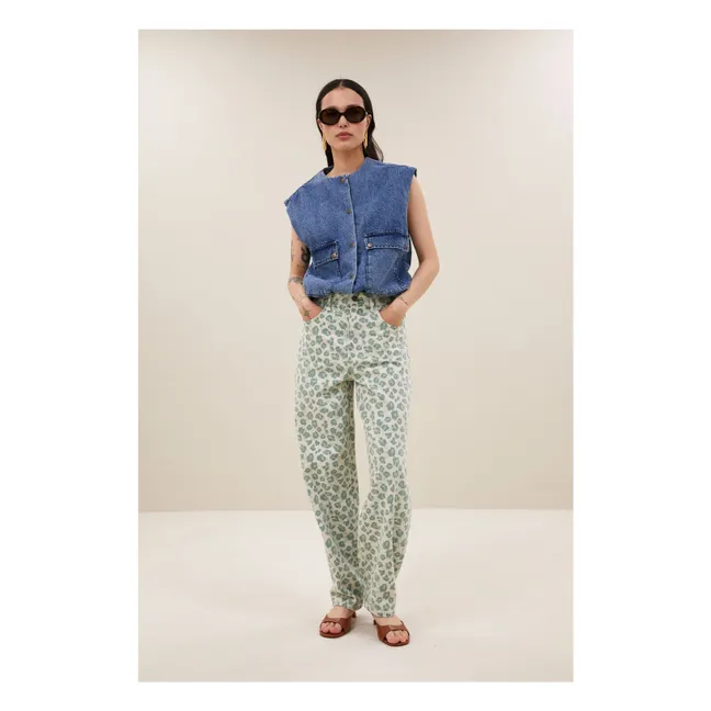 Maggie Organic Cotton Denim Sleeveless Jacket | Denim blue