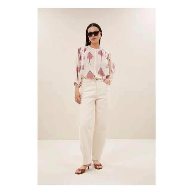 Blouse Becky Ikat Coton Bio | Blanc