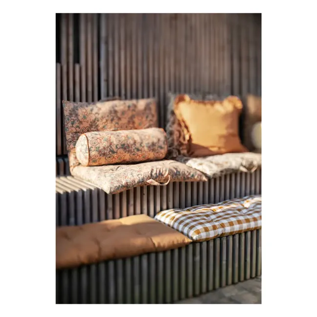 Floor mat in cotton with fine stripes | Caramel