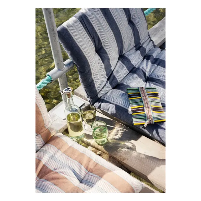 Striped cotton floor mat | Blue