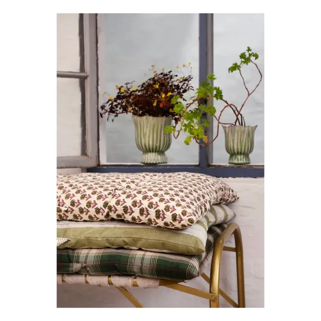 Matelas de sol en coton imprimé fleuri | Crème