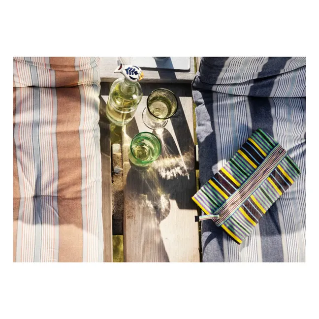 Striped cotton floor mat | Blue