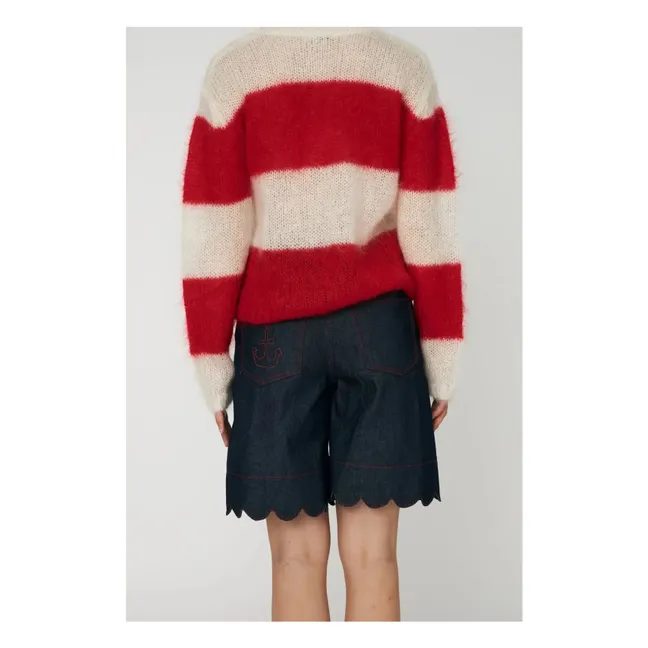 Pantalón corto de festón de algodón | Azul oscuro