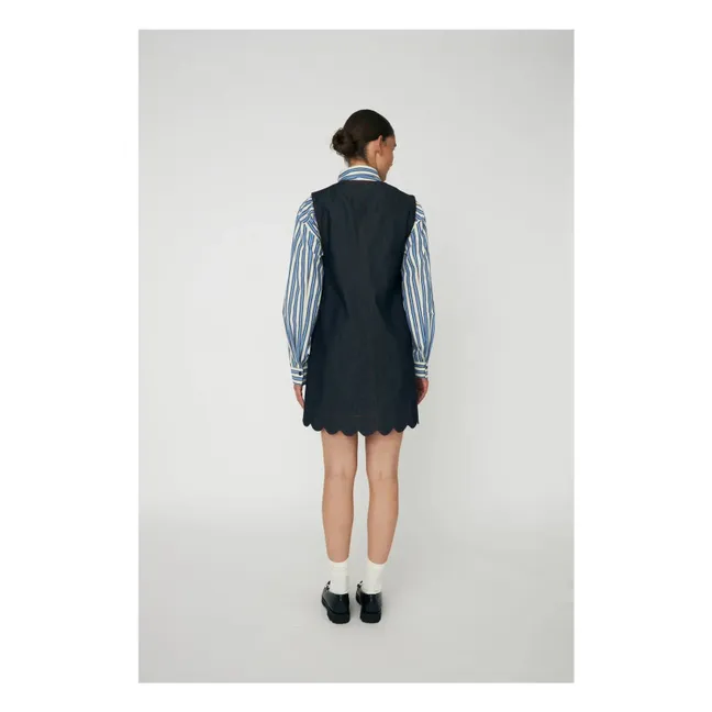Scallop Cotton Dress | Dark Blue