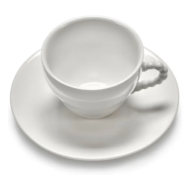 Perle Fine cups and saucers, Wouters &amp; Hendrix - Set of 2 | White