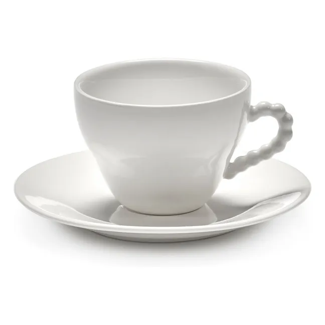 Perle Fine cups and saucers, Wouters &amp; Hendrix - Set of 2 | White