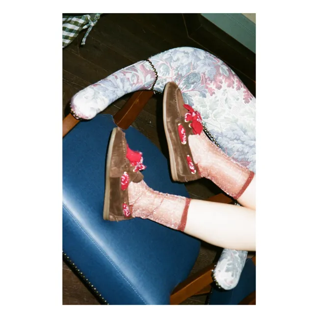 Zapatos náuticos de ante con bandana nahua | Marrón oscuro