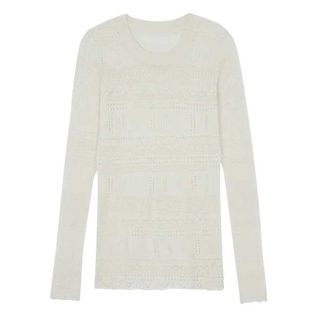 Semeti Pointelle Silk and Cashmere Sweater | White