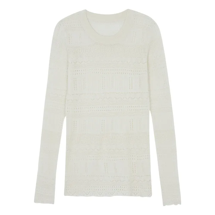 Semeti Pointelle Silk and Cashmere Sweater | White- Product image n°0