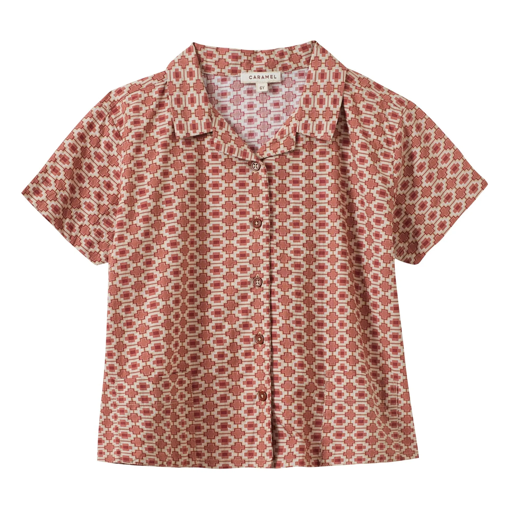 Caramel Brick Red Geometric Bamboo Shirt