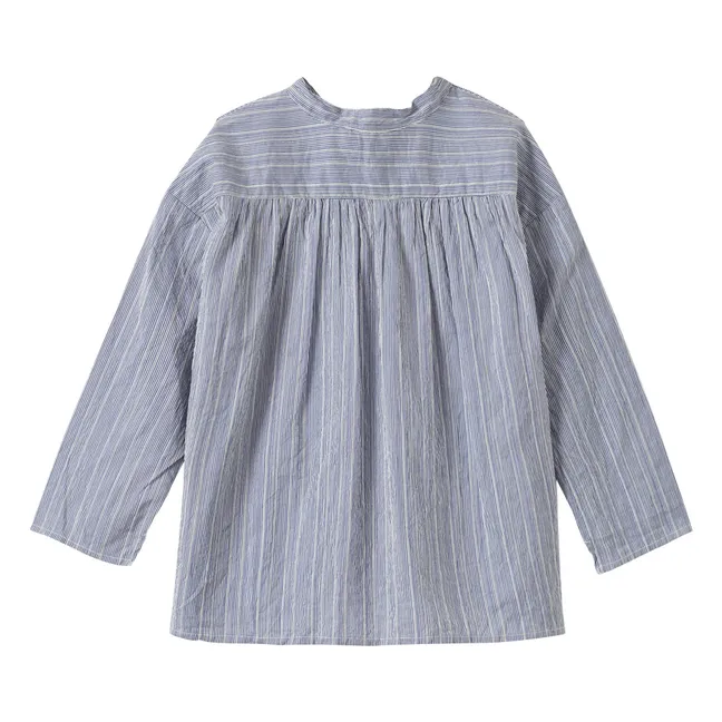Camisa de seda a rayas Adonis | Azul Mar