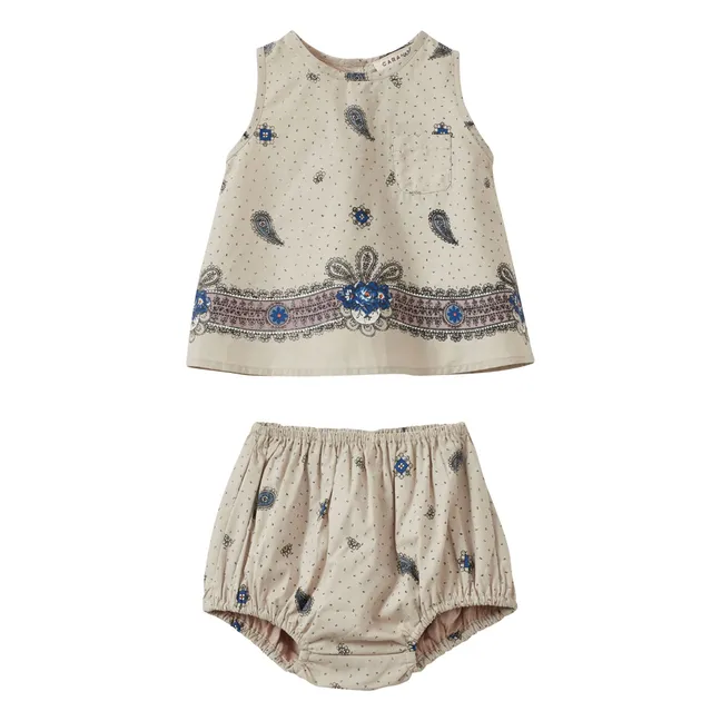 Conjunto de top y bombacho Lechuga Paisley | Crudo