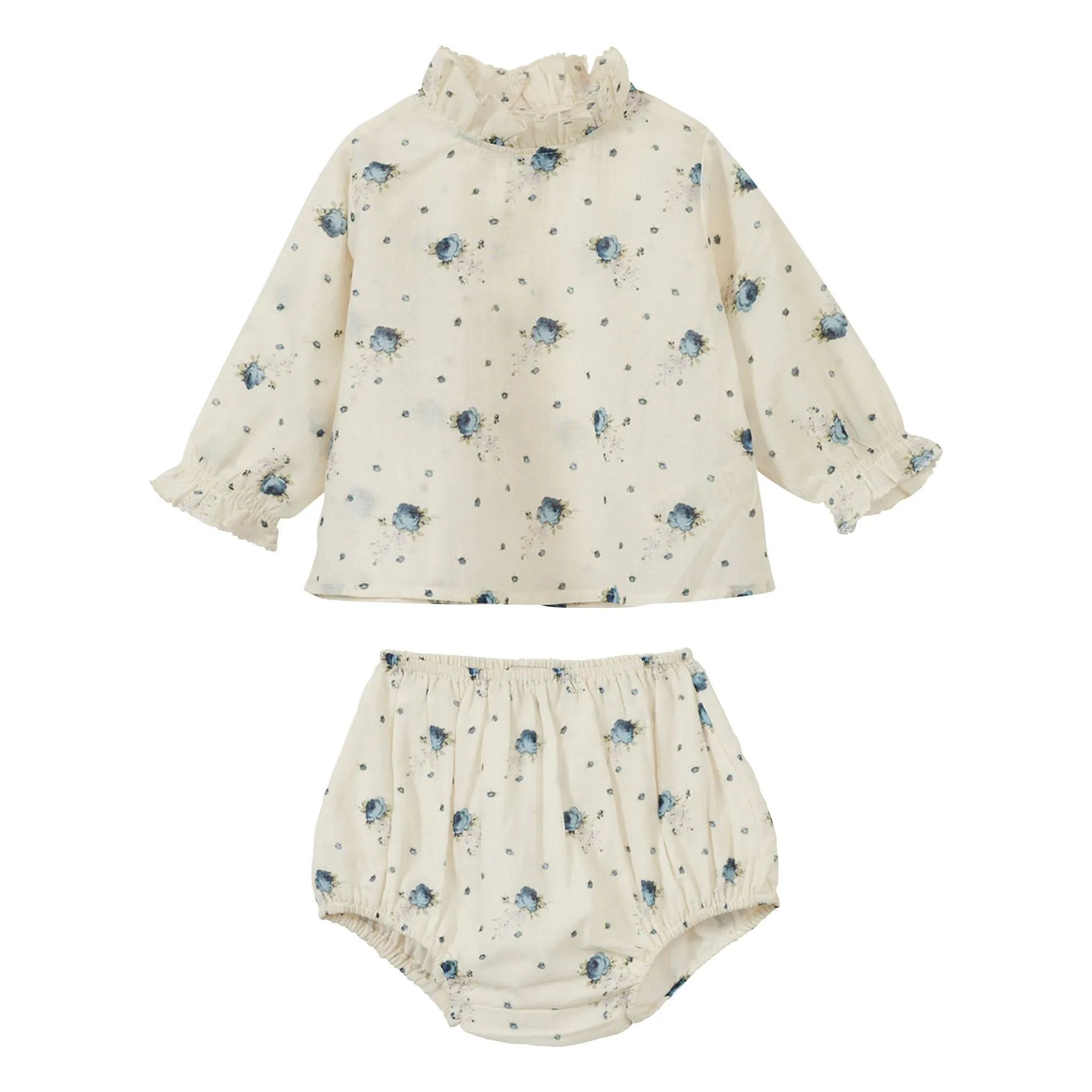 Caramel Ecru Blouse And Bloomer Set Sana Fleurs