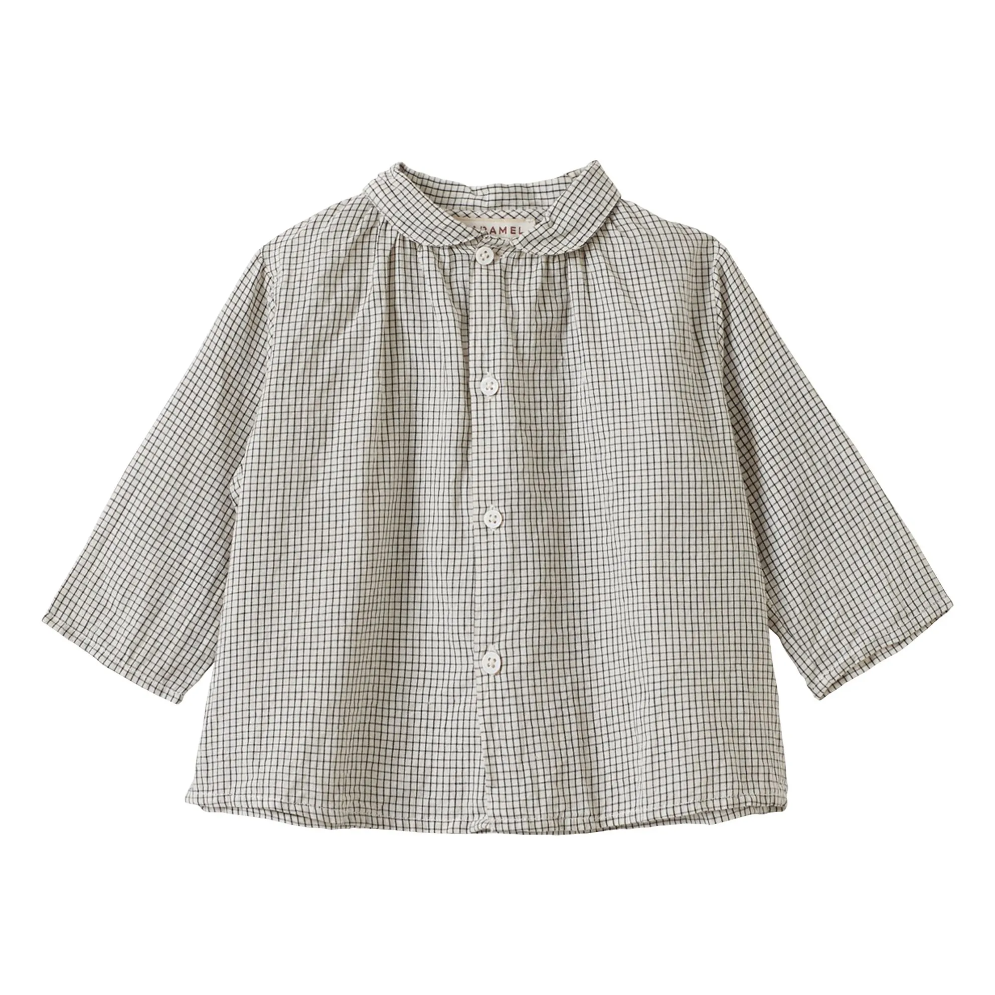 Caramel White Col Claudine Aloe Carreaux Shirt