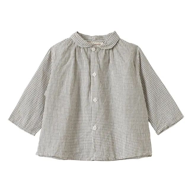 Chemise Col Claudine Aloe Carreaux | Blanc