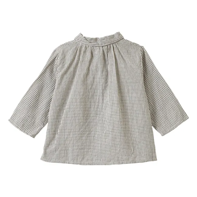 Chemise Col Claudine Aloe Carreaux | Blanc