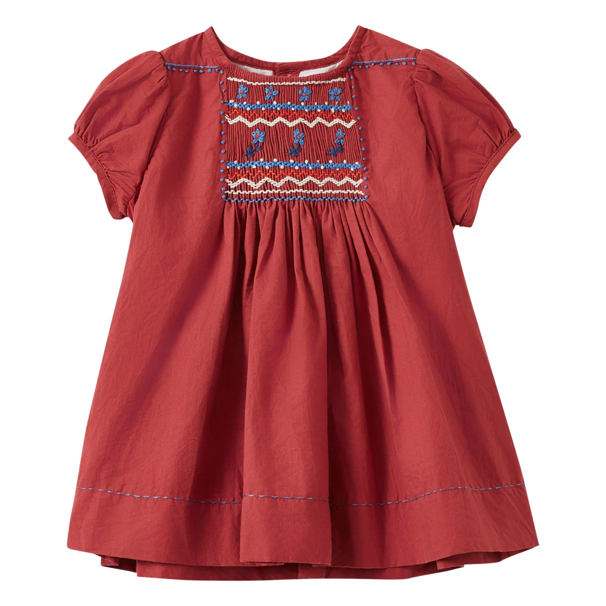 Caramel Burgundy Dress And Bloomer Smocké Moringa Set