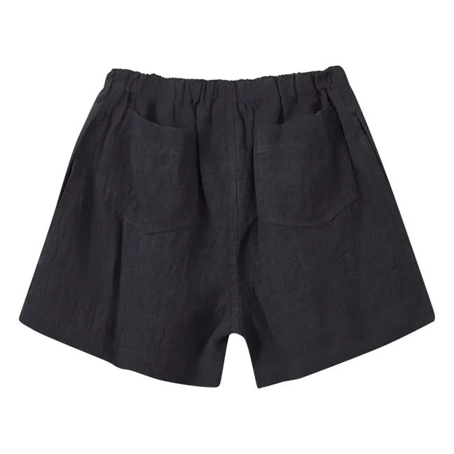 Conjunto de camisa y pantalón corto de lino de bambú | Azul abismo