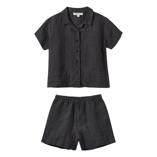 Ensemble Chemise et Short Bamboo Lin | Bleu abysse