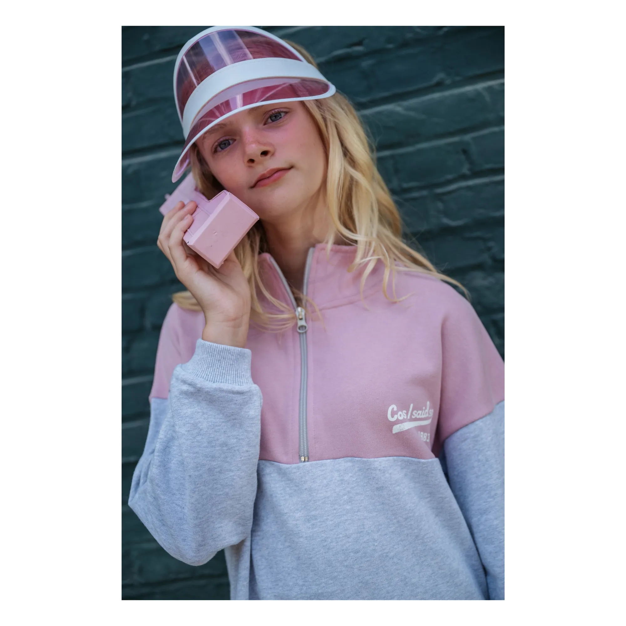 Sweat Zippé Logo Coton Bio | Rose- Image produit n°1