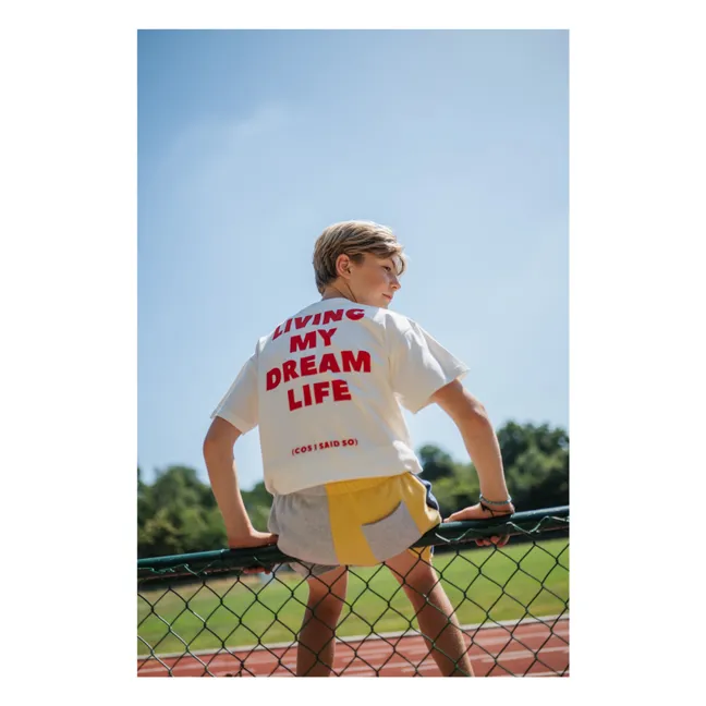 Short Colorblock Logo Coton Bio | Gris chiné