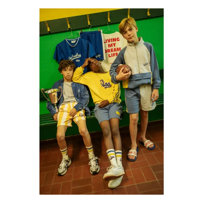 Sweat Zippé Colorblock Logo Coton Bio | Gris chiné