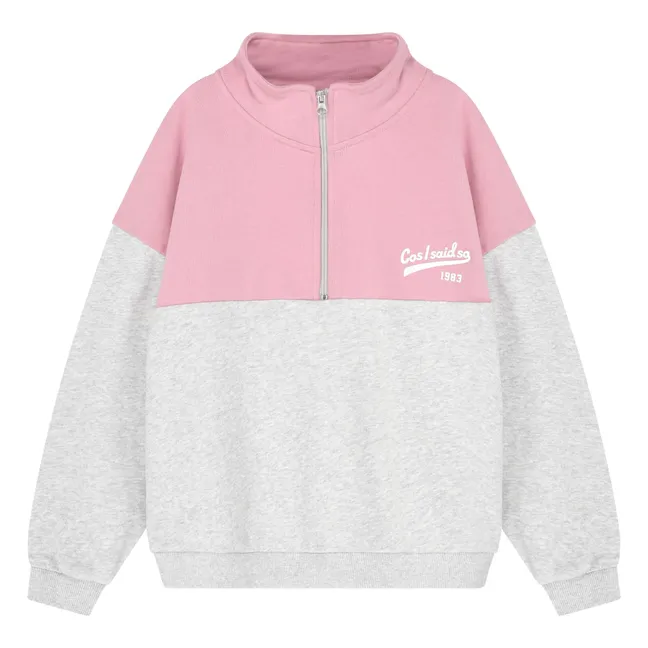 Sweat Zippé Logo Coton Bio | Rose