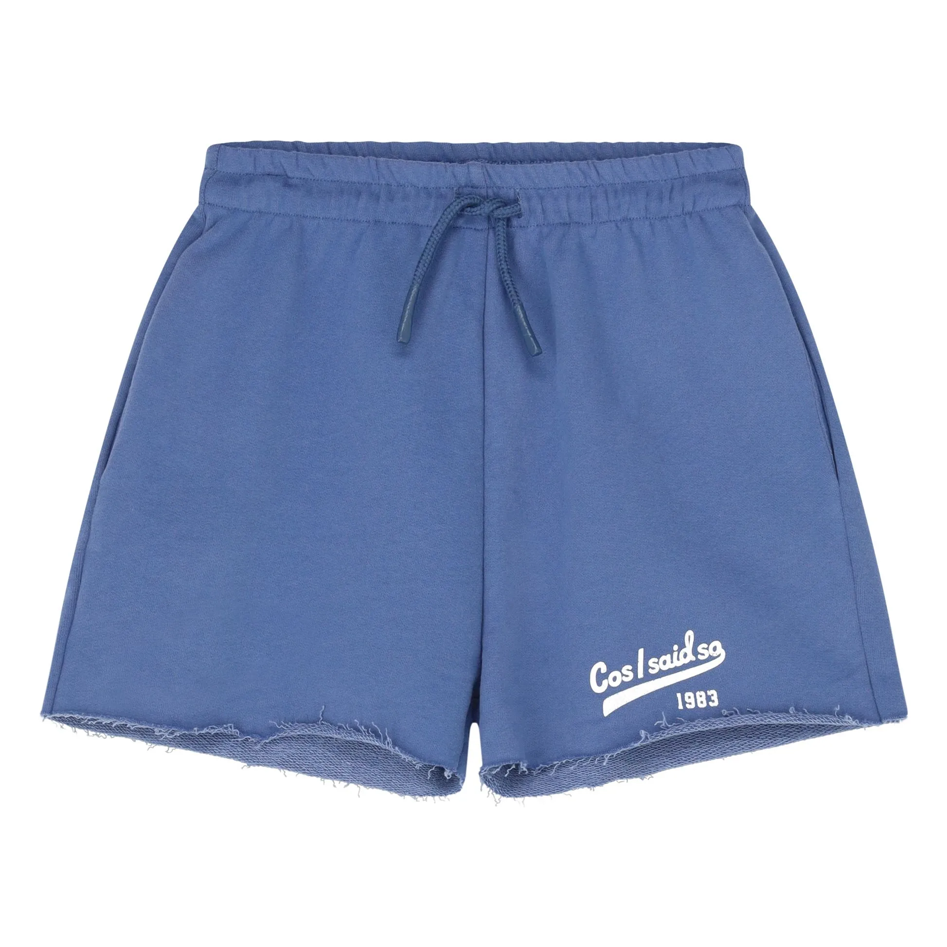 Short Jogger Cut Off Logo Coton Bio | Bleu- Image produit n°0